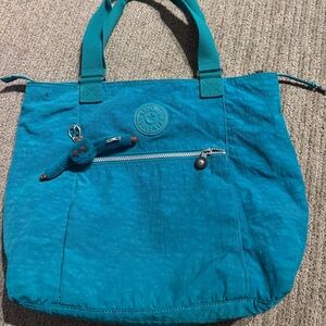 Kipling Vibrant Blue Tote with Fun Keychain
